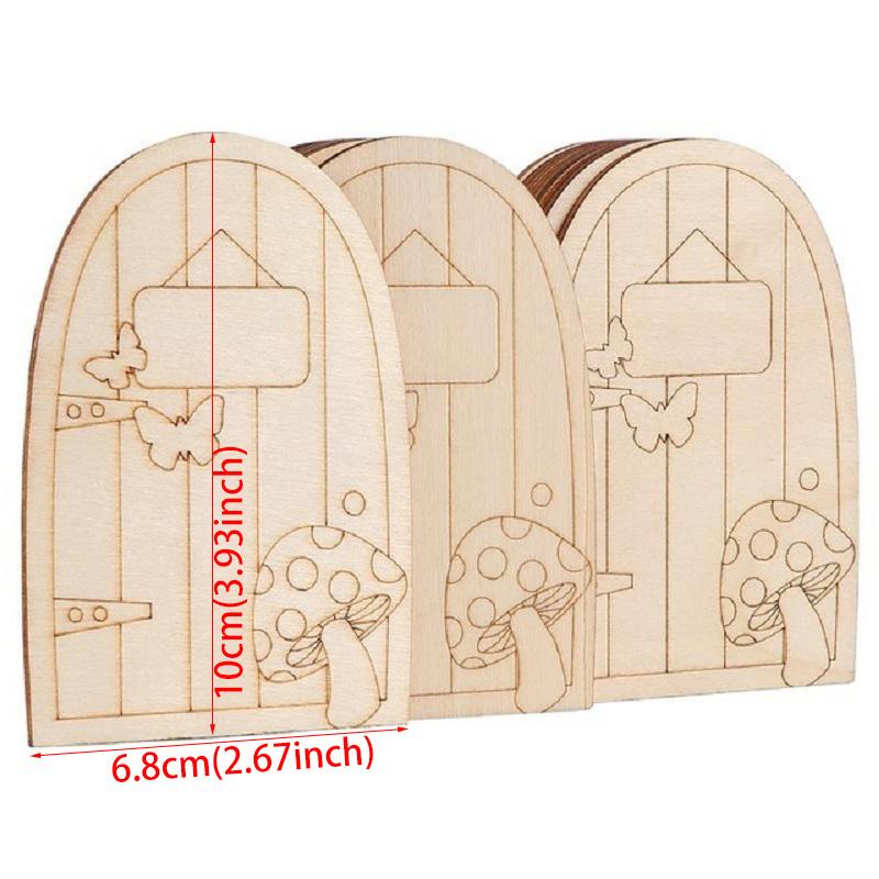 5 шт. Незаконченная деревянная дверь, домик эльфа-феи, мини-дверь, сделай сам, деревянные украшения, миниатюрные украшения, деревянные срезы, заготовки для дисков