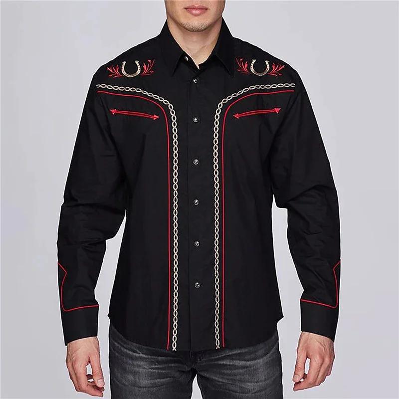 Men's Striped Long Sleeve Button-Up Shirt, Stylish