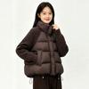 Womens Short Puffer Coat 2026 Warm Cotton Jacket Stand Collar Loose Fit Long Sleeve A-Line Outerwear