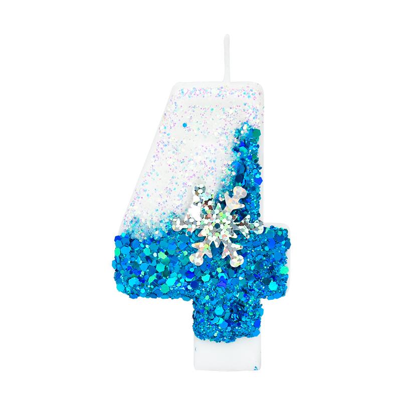 Свечи на день рождения Frozen с цифрами 0-9, блестящие синие снежинки, свечи для торта, детские, для девочек, на день рождения, украшения для торта, принадлежности