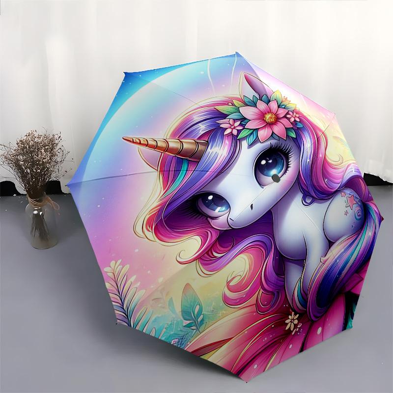 Unicorn Fantasy- Automatic Umbrella, Four Seasons Portable Folding Umbrella, Suitable for Men and Women, Travel, Daily Compact Umbrella, Out