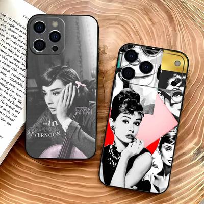 Актриса А-Одри Хепберн Чехол для телефона для IPhone 17,16,15,14,13,12,11,Plus,Pro,Max,Plus,XS,мягкий чехол Черный силикон