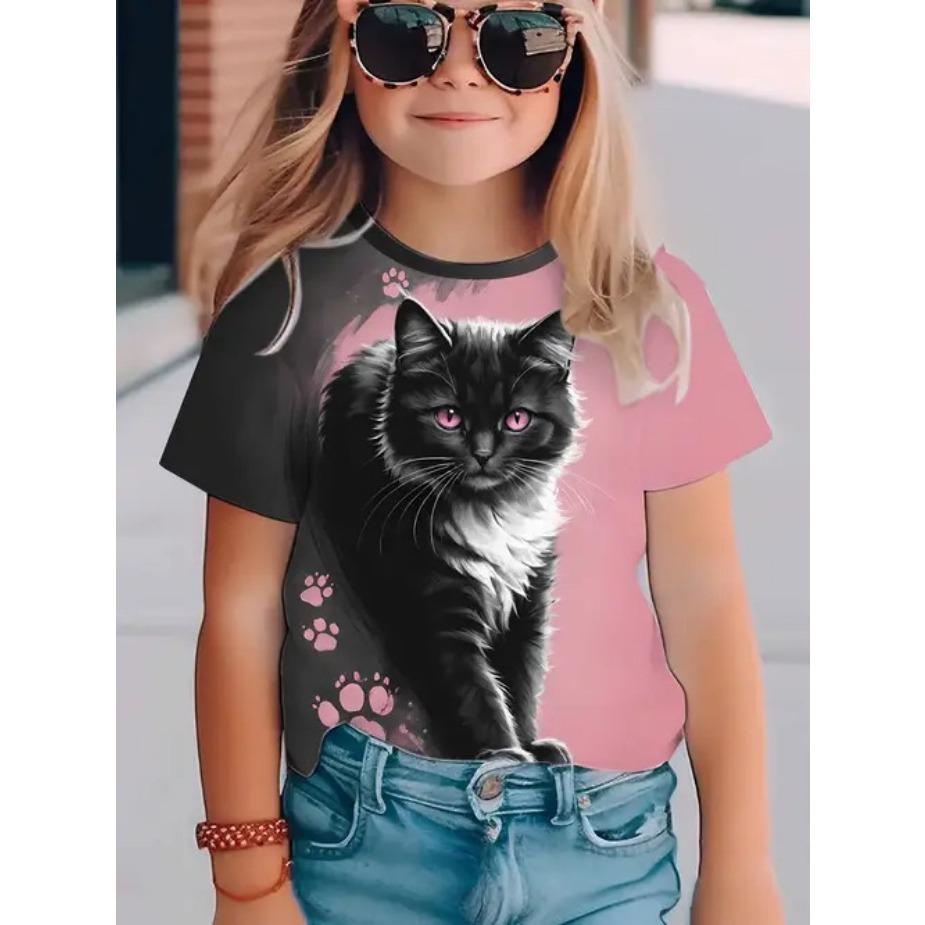 Детская футболка Модная и качественная детская женская футболка с коротким рукавом с рисунком совы