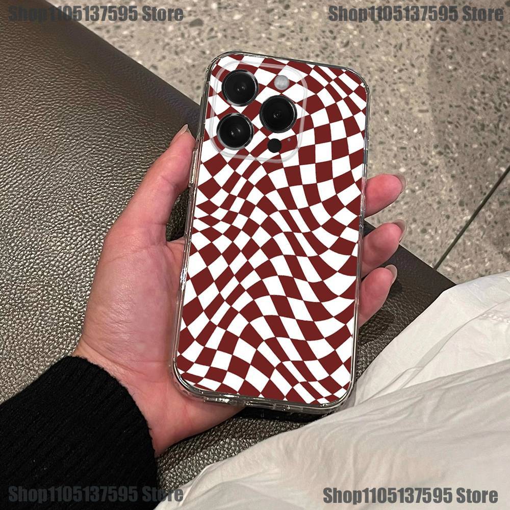 Клетчатая шахматная доска Чехол для телефона Для iPhone 17,16,15,14,13,12,11 Pro,Max,Plus,X,XS,XR,SE4 Mini Прозрачный Мягкий Чехол