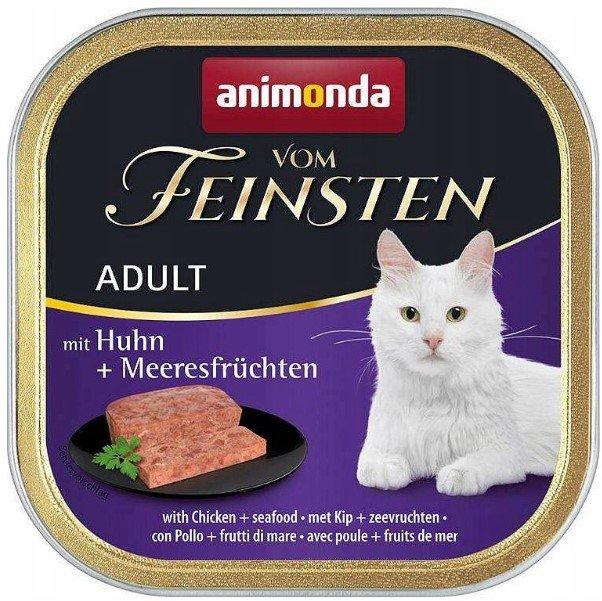 Animonda Cat | Vom Feinsten Adult | Wet Food for Adult Cats - 100g Tray - Chicken and Seafood 100g