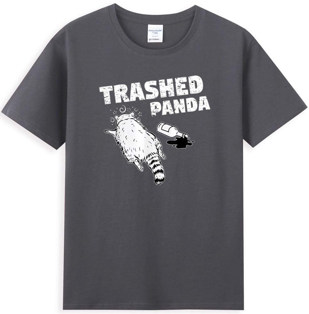 Trashed Panda Funny Drunk Lets Get Trashed Raccoon Meme Unisexs Tshirt