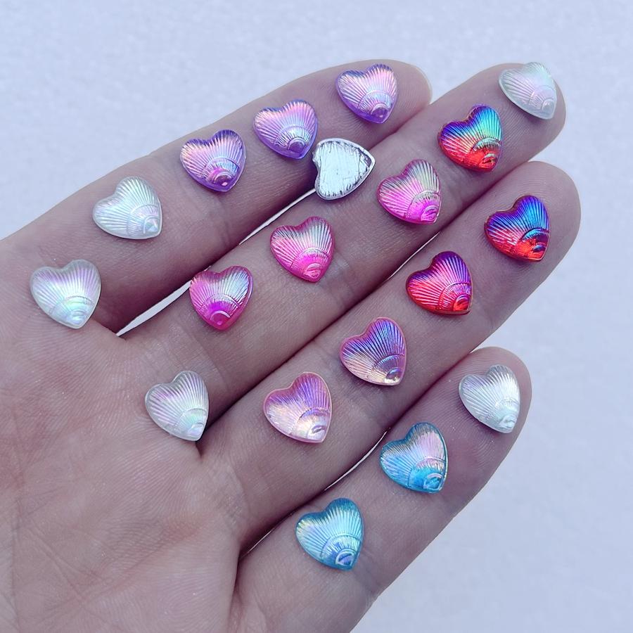 100 шт. смешанных 10 мм блестящих акриловых стразов AB Color Hearts, задняя плоская декорация, скрапбукинг, украшения своими руками, украшение для ногтей, стразы