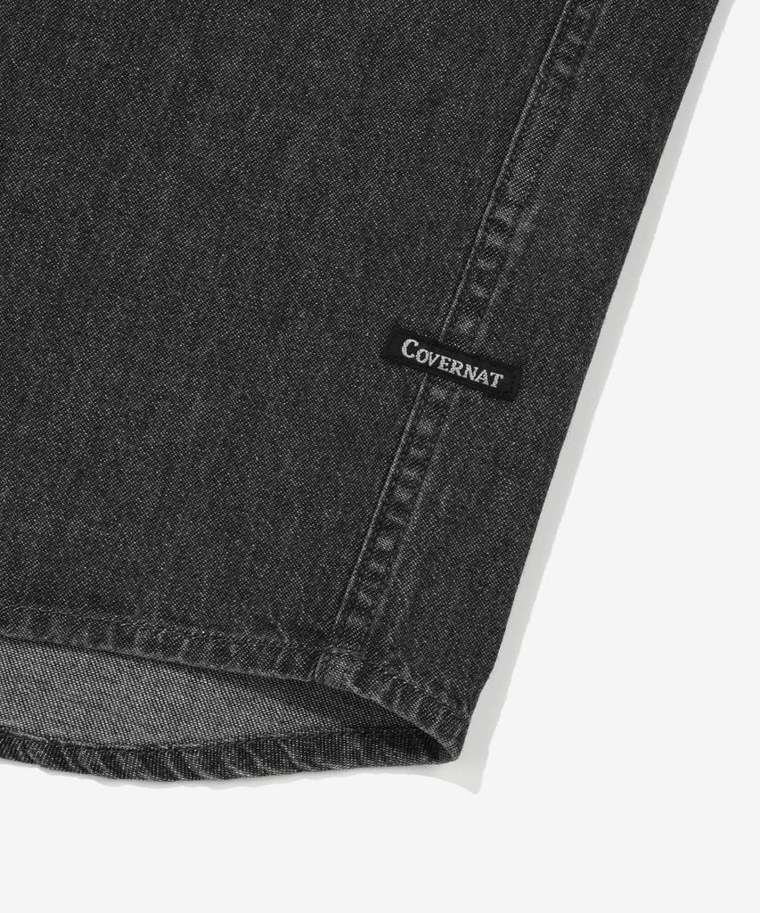 COVERNAT C Logo Denim Half Shirt Black