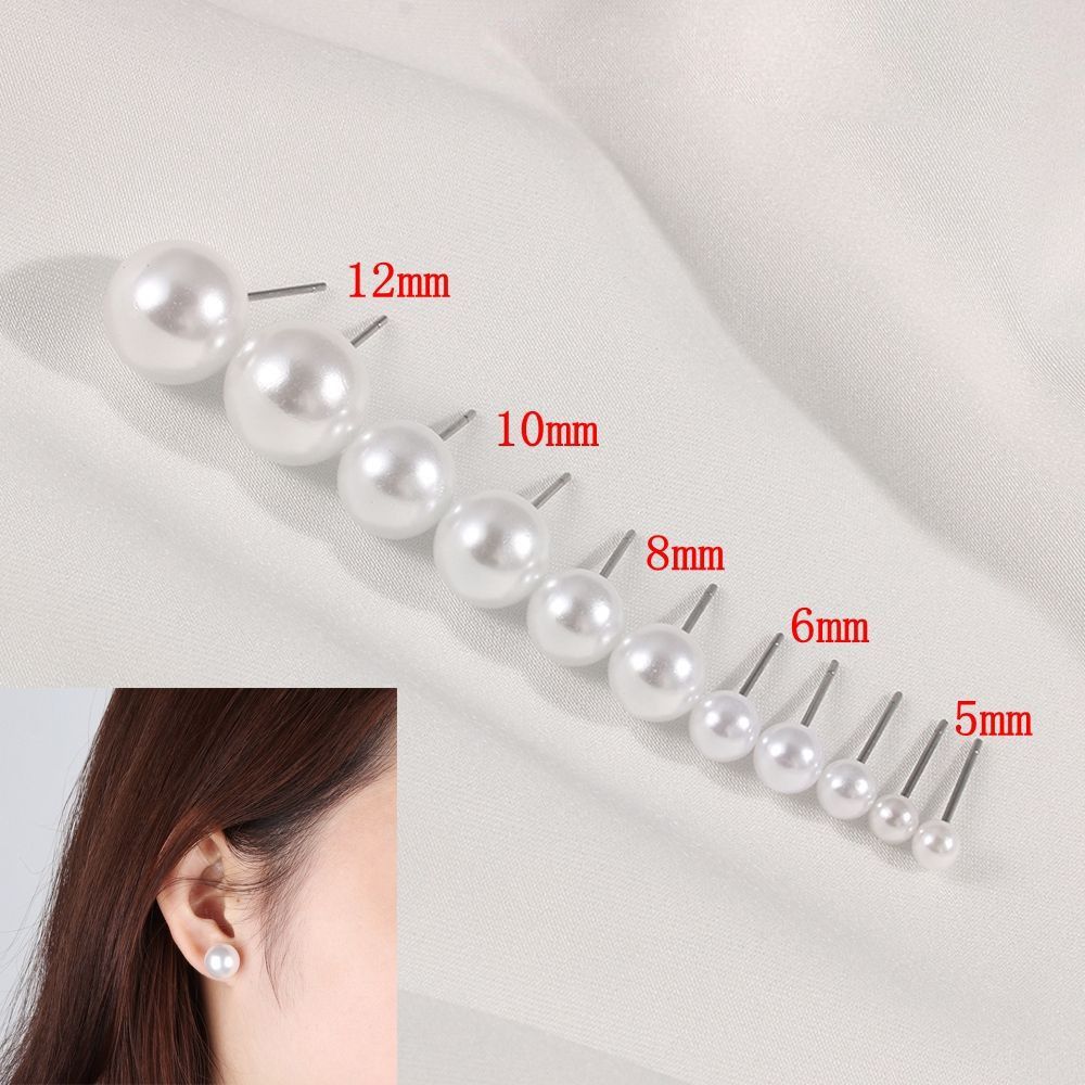 4mm 5mm 6mm 8mm 10mm 12mm Pearl Earrings Round Shape Ear Stud Round Ball Earrings Party