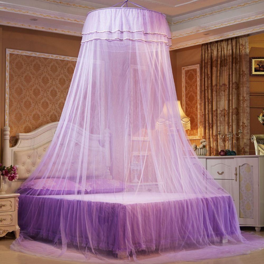Luxury Pleated Lace Mesh Dome Queen Size Bed Canopy Mosquito Net Bedding Article Bed Tent
