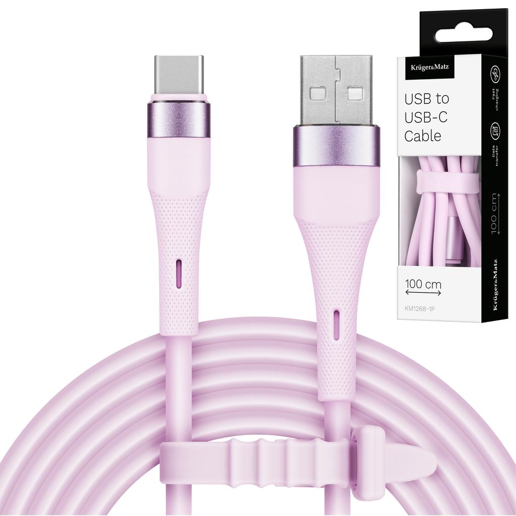 USB - USB Type-C Cable 1 m 15W Silicone Pink Kruger&Matz Basic