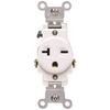 Leviton 20 А, 250 В, Одинарная розетка с узким корпусом, Прямые контакты, Коммерческий класс, С заземлением, 5821-W, Белый