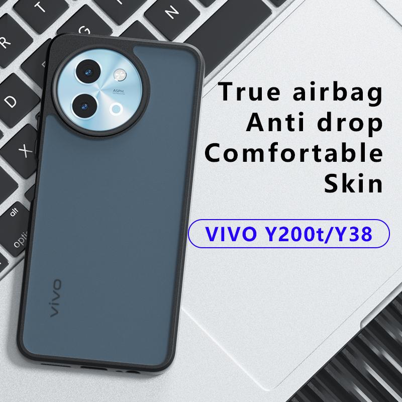 For vivo Y38 5G Case Skin-Touch TPU + PC Matte Phone Back Cover, Transparent Black