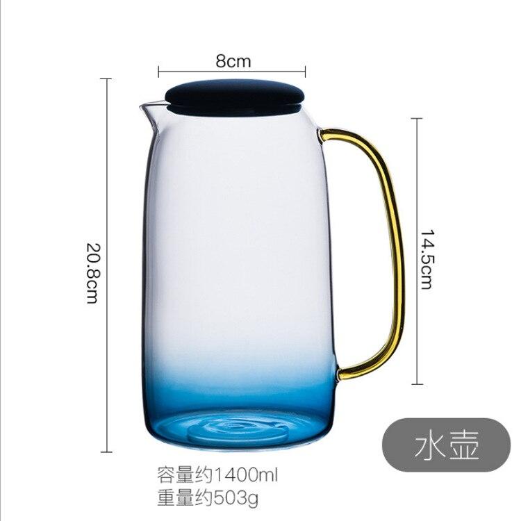 Стеклянный чайник 1400 мл, китайский чайный сервиз кунг-фу, взрывозащищенный чайник, термостойкий бытовой кувшин для сока с холодной водой