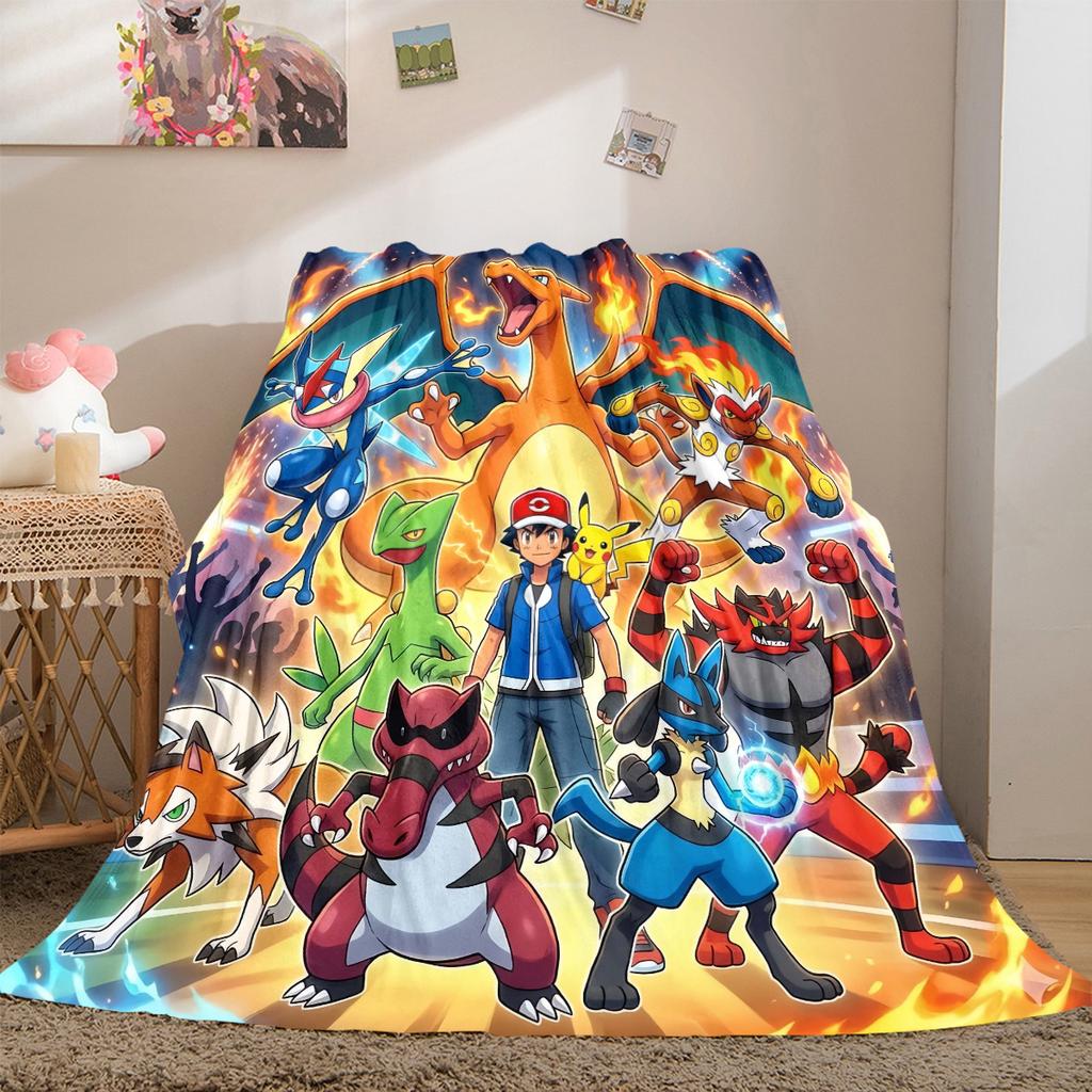 Pokemon Anime Print Blanket Warm Comfortable Flannel Cover For Bedrooms, Sofas, Beds, Chairs LXR120