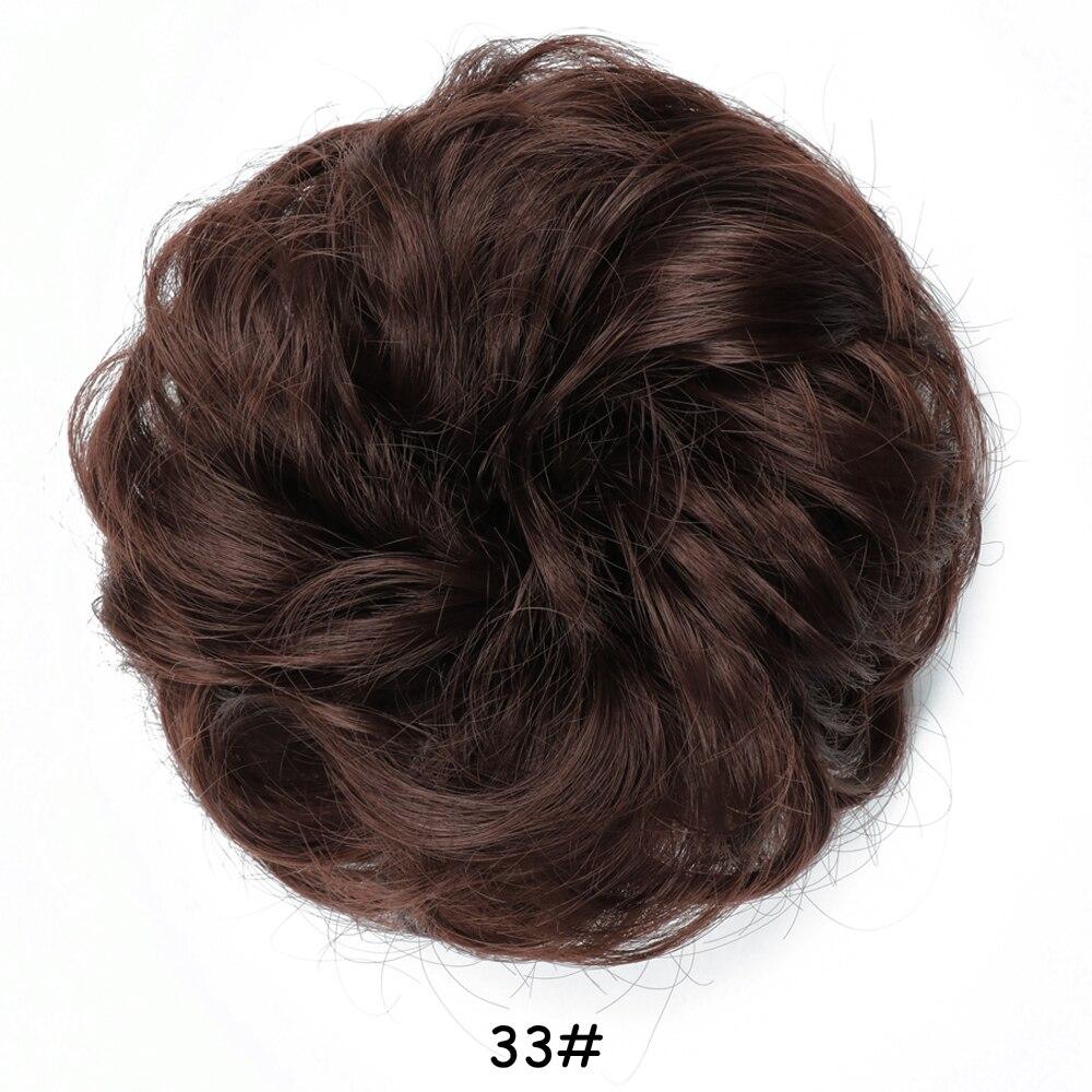 MISS WIG Women Messy Chignon Donut Hair Bun Fake Hair Elastic Chignon Synthetic Fiber Hairpiece Gray Black Brown Color
