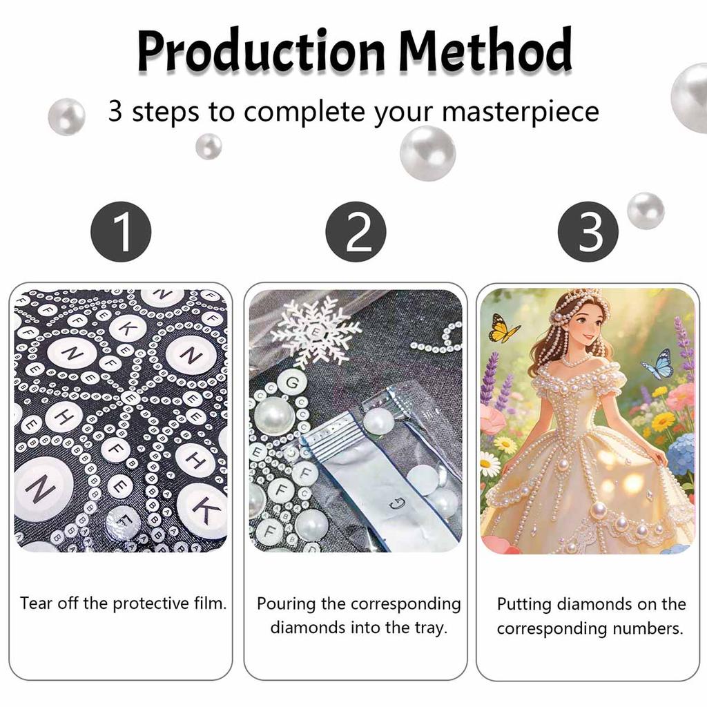 Disney pearl painting handmade diy pearl art painting elegant princess simple living room hanging painting decoration