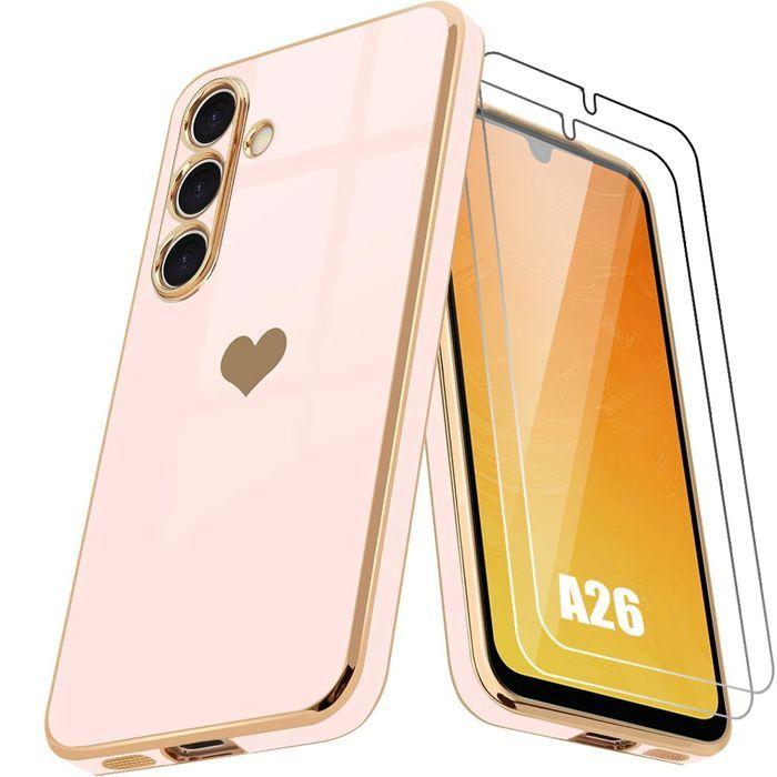Coque de protection - BOOLING - pour Samsung Galaxy A26 5G - Antichoc - Rose - 2 Verres Trempés