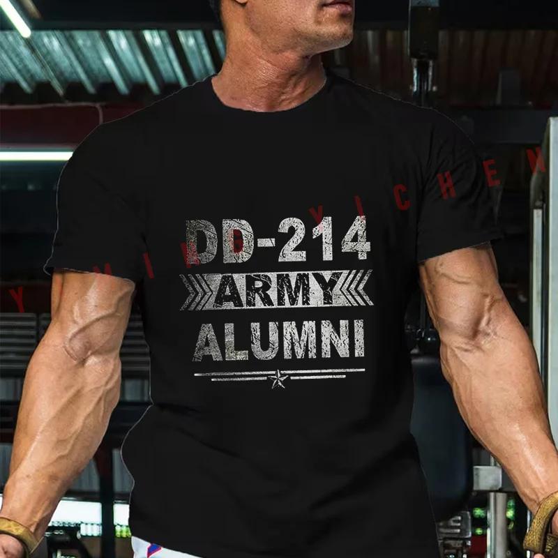 Dd214 Us Army Alumni Military Retirement Print Moto T-Shirt Cotton