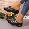 2024 New Fashion Summer Solid Color Versatile Women's Slippers Sequin Open Toe Wedge Women's Shoes Comfortable To Wear Out