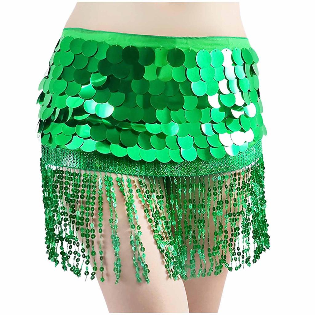 Women's High Waisted Sexy Sequined Half Skirt Waist Accessories Sequined Belly Dance Waist Scarf
