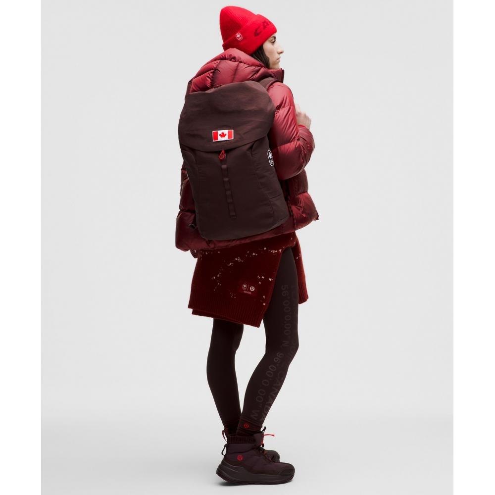 Lululemon Team Canada Rolltop Backpack 45l  Coc Logo Black Garnet