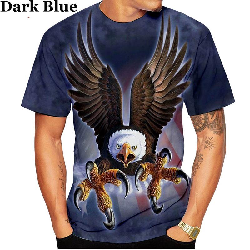 Мужские футболки с 3D забавным принтом, модные топы с короткими рукавами и принтом орла, повседневные летние футболки с птицами, мужские большие размеры S-6XL