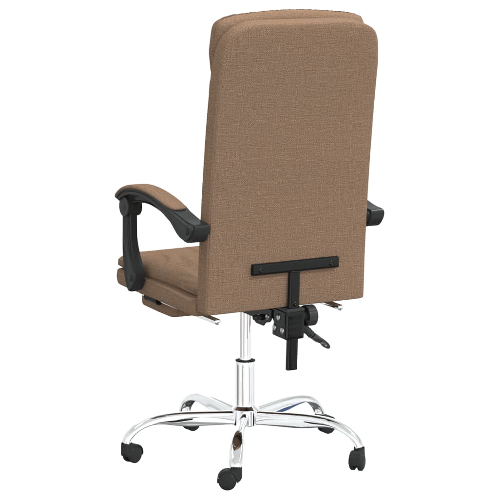 Office Chair with Reclining Function Brown Fabric