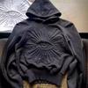 Европейский и американский уличный Y2K унисекс Harajuku хип-хоп вышитый готический свитер с капюшоном
