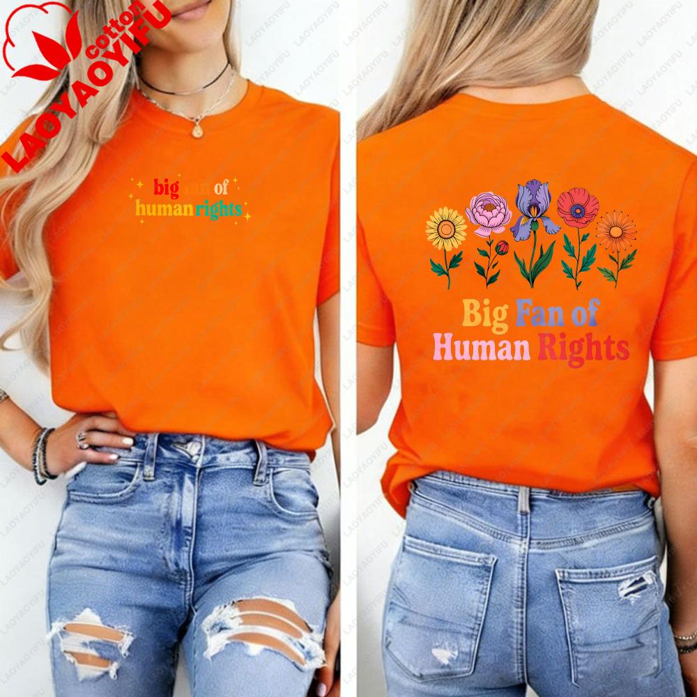 Big Fan of HuUnisex Rights Floral Sweatshirt Social Justice Shirt Support Immigrant Tshirt Equality Pro Democracy Tee Gothic Tops