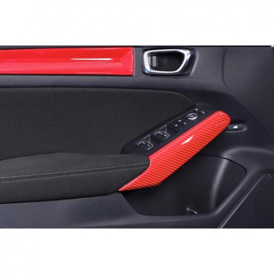 Декоративная накладка-полоска на подлокотник внутренней двери для Honda Civic 22- Красный углепластик