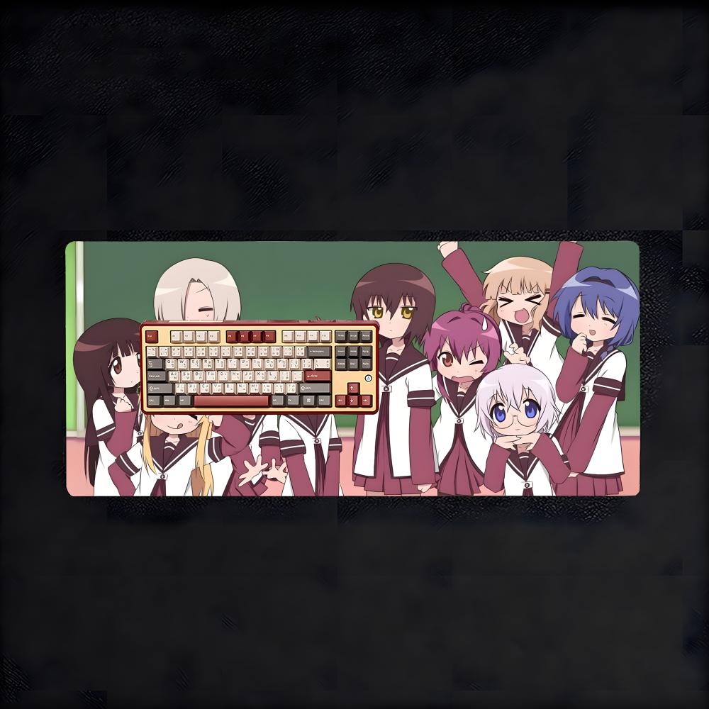 Cozy Yuru Yuri Animeseries Mouse Pad NonSlip Large Desk Mat Thick Stitched Edge Gaming Mousepad
