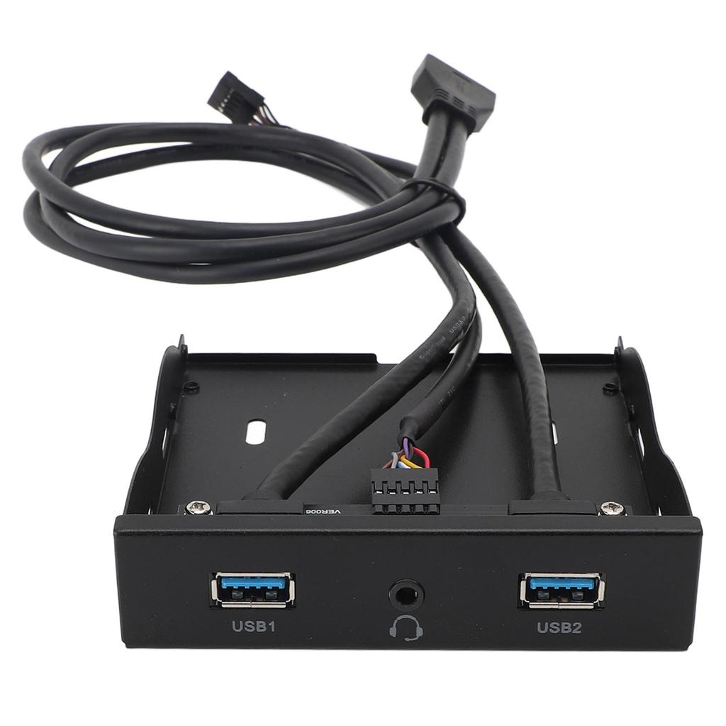 Панель для гибких дисков 3,5 дюйма 19PIN на 2 порта USB A 1 HD Sound Port Hub Металлическая передняя панель с наушниками