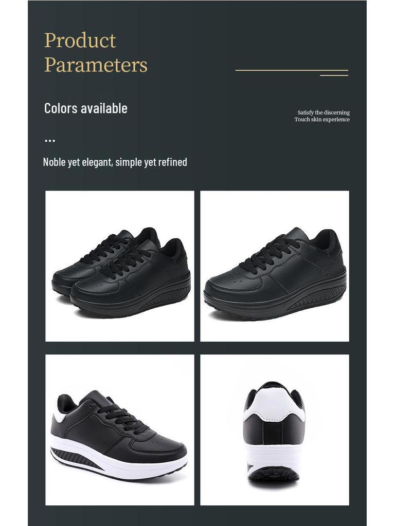 Женские кожаные кроссовки больших размеров 2023: Осенне-зимние повседневные туфли на толстой подошве и платформе-качалке