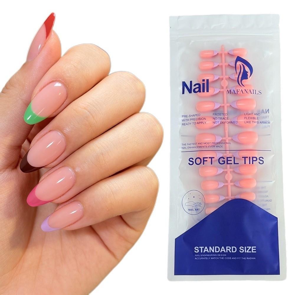 144 Pieces Pack 6 Colors Set Fake Nails Full Cover French Tip Nails New False Nail Tips for Women