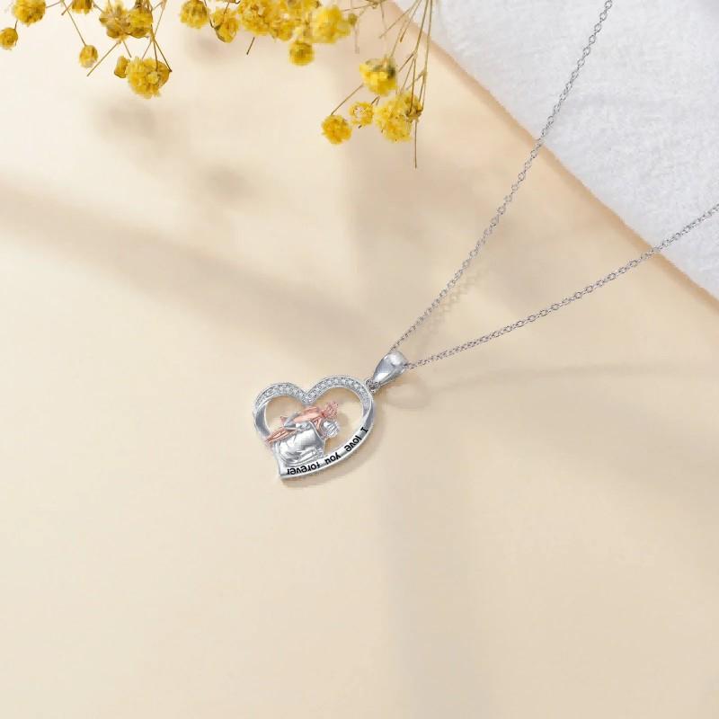 Sterling Heart Pendant Necklace Mom Daughter Matching Set Fashionable Chain Gift Mothers Day