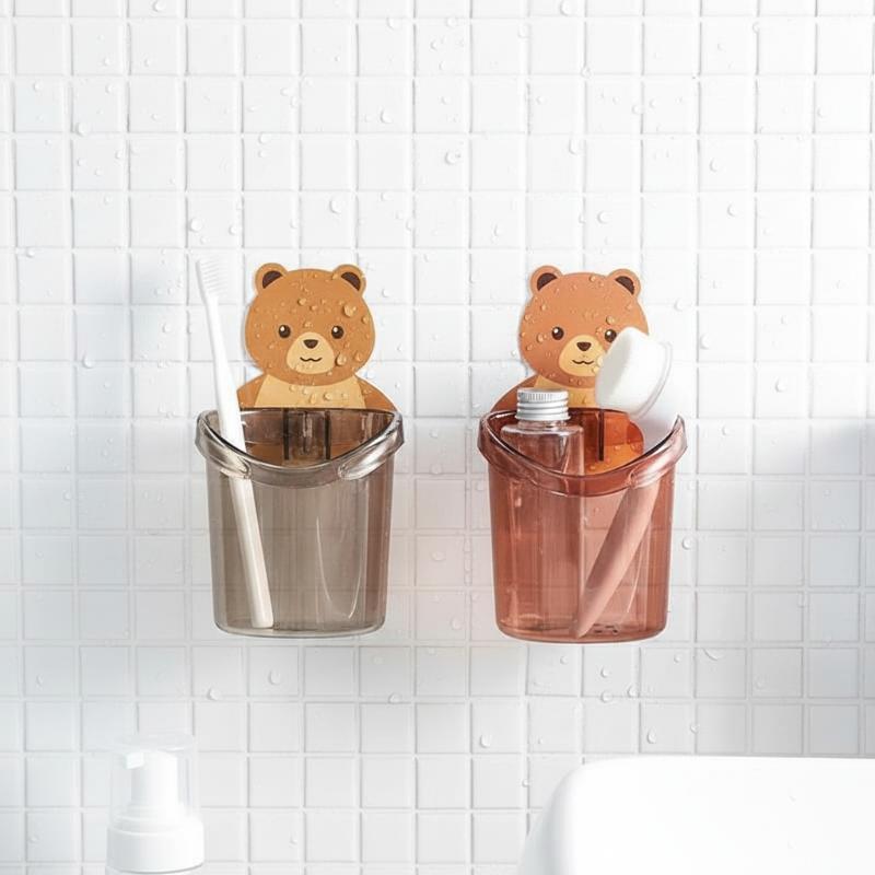 Cute Bear Bathroom Wallpaper Waterproof Peel and Stick Wall Sticker for Kids Room Easy Removable Decorative Mural
