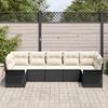 Ensemble de canapé de jardin de 7 pièces avec coussins en poly rattan noir, Canapé de jardin deux places avec rangement 3354176
