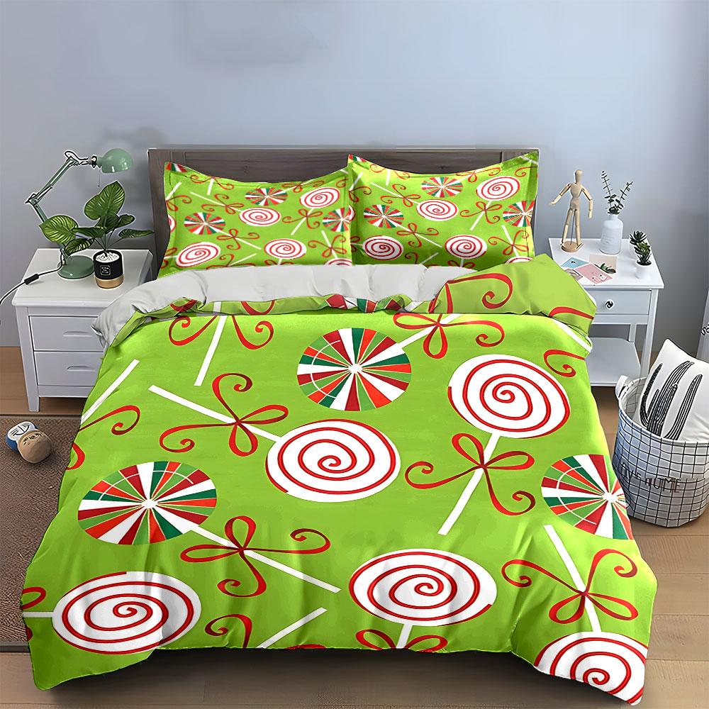 Festive Candy-Inspired Gift Wrap Set Exquisite three-piece bedding set gift for kids and adults