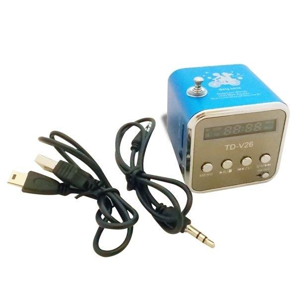 Миниатюрный кубический динамик mp3/радио с синим ЖК-дисплеем