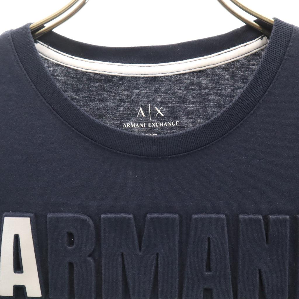 Armani Exchange Футболка с тисненым логотипом, с коротким рукавом, XS, темно-синяя, мужская, б/у