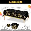 3 Pack Graduation Tablecloth Decorations,54x128inch Black Gold Congrats Grad Disposable Plastic Waterproof Rectangular Table Cloth Cover Decor for