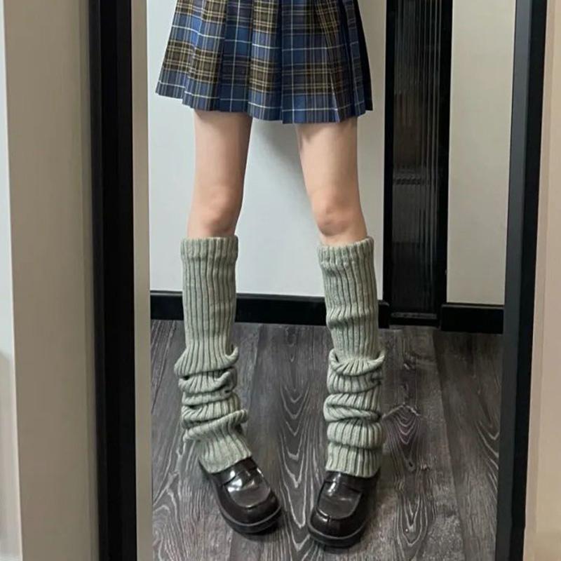 70cm Women Leg Warmers Over Knee Japanese Lolita Style JK Uniform for Girl Sweet Kawaii Up Knitted Socks Foot Warming Cover
