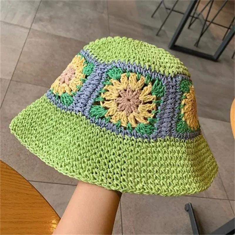 Женская вязаная рыбацкая шапка с полым цветком, ручная работа, вязанная крючком, одинаковая шляпа для бассейна, весна-лето, солнцезащитные шляпы от солнца, женская Панама