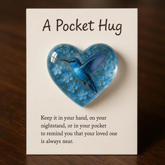 Hummingbird Pocket Hug Token Heart-Shaped Comfort Gift for Loss & Long Distance Sympathy Keepsake with Card Portable Emotional Support
