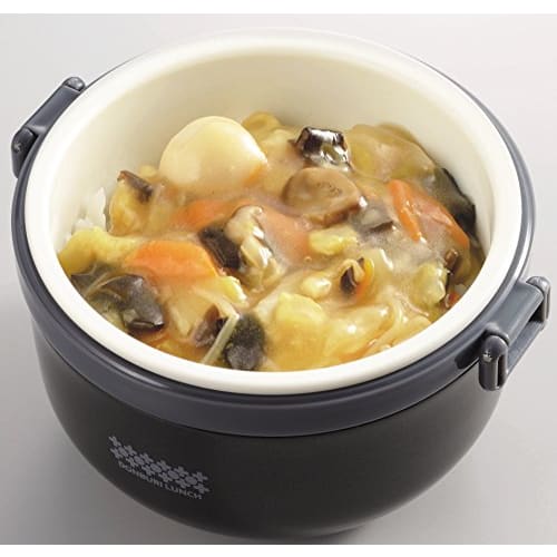 Pearl Metal Insulated Lunch Box, 420ml Capacity (Approx. 2 Rice Bowls), with Bag, Black, Hokadon (HB-262)