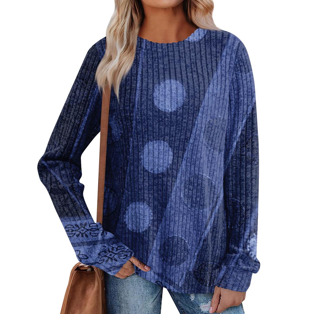 Женский принт Легкий Топ с круглым вырезом из матового хлопка