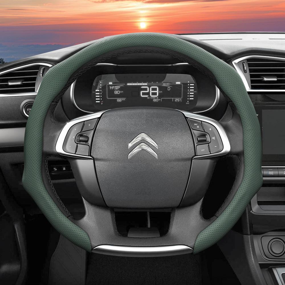 Подходит для Citroen Чехол на руль из перфорированной кожи C3 C4 X Berlingo C5 Aircross Jumper SpaceTourer Ami X Красный Черный