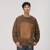 Fried And Washed Heavy Sweater Men'S Loose Round Neck Inner Bottoming Shirt Trendy Brand Large Size American Clothes