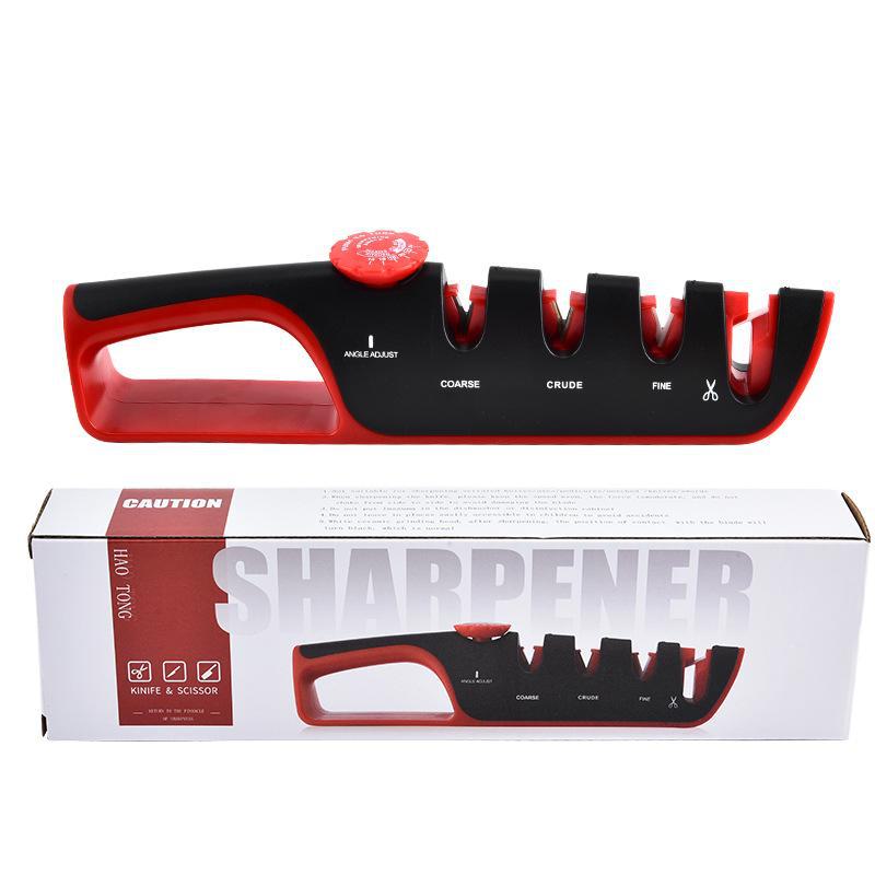 Four-Stage Adjustable Knife Sharpener with Tungsten Steel & Diamond Whetstone